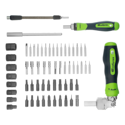 Отвертки реверсивные с набором бит, торцевых головок, 61 предмет, CrV Сибртех по ценам производителя в Уфе с доставкой по всей России