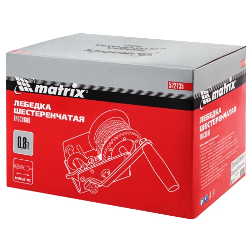 Лебедка шестеренчатая, тяга 0.8 т, тросовая Matrix по ценам производителя в Уфе с доставкой по всей России