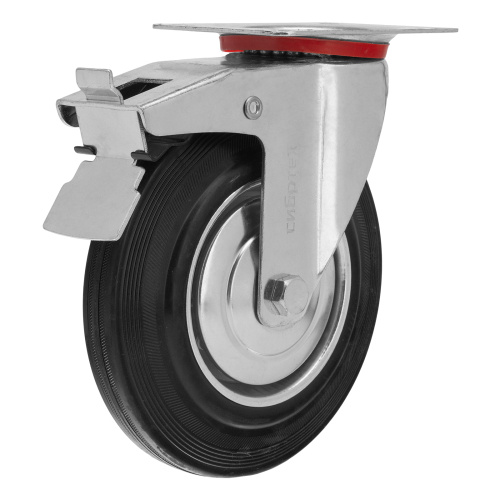 Колесо поворотное с тормозом D 125 мм, крепление  платформенное Сибртех по ценам производителя в Уфе с доставкой по всей России