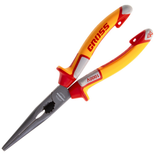 Длинногубцы прямые, диэлектрические рукоятки до 1000 В, трехкомпонентные рукоятки, 205 мм Gross по ценам производителя в Уфе с доставкой по всей России