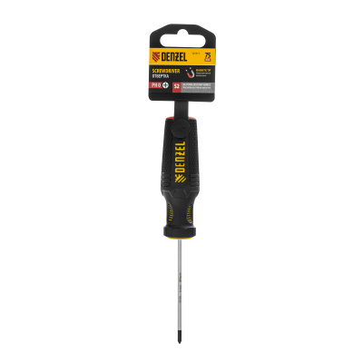 Отвертка, PH0х75 мм, S2, 3к рукоятка Denzel по ценам производителя в Уфе с доставкой по всей России
