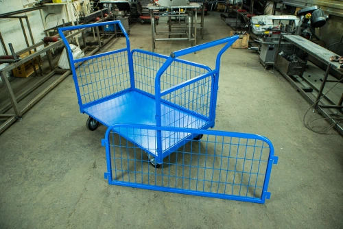 Тележка платформенная TOR ТП-3С (700х1200) с бортами из сетки и двумя ручками (колеса 160 мм) по ценам производителя в Уфе с доставкой по всей России