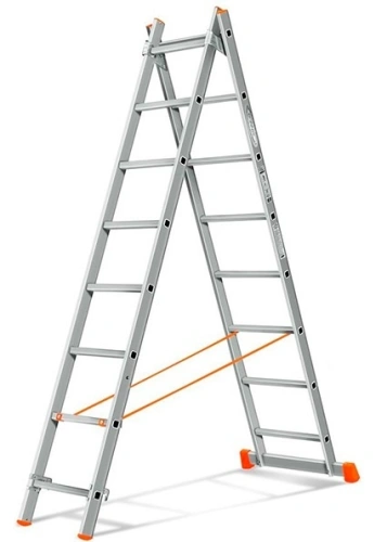 Лестница 2-х секционная алюминиевая 2*8 по ценам производителя в Уфе с доставкой по всей России