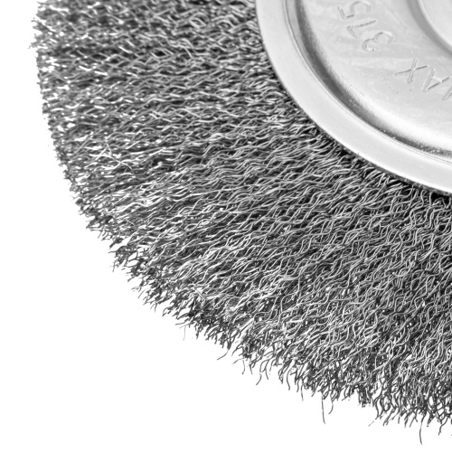 Щетка для УШМ, 200 мм, посадка 22.2 мм, плоская, витая проволока 0.3 мм Сибртех по ценам производителя в Уфе с доставкой по всей России