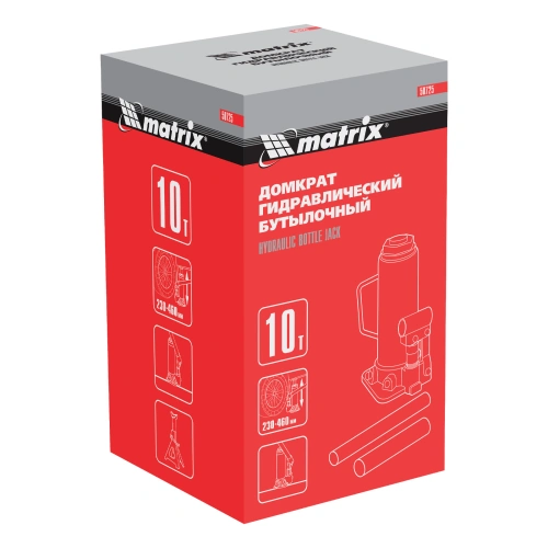 Домкрат гидравлический бутылочный, 10 т, высота подъема 230-460 мм Matrix купить в Москве с доставкой по всей России | ProtosMarket.ru