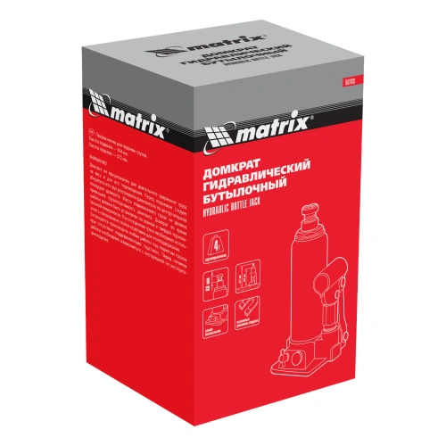 Домкрат гидравлический бутылочный, 4 т, h подъема 194-372 мм Matrix по ценам производителя в Уфе с доставкой по всей России