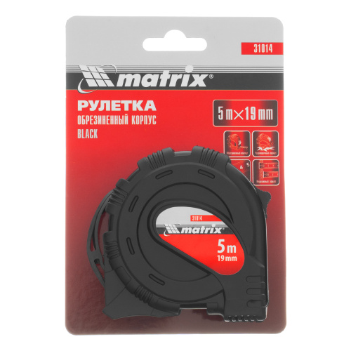 Рулетка Black,5 м х 19 мм,обрезиненный корпус Matrix по ценам производителя в Уфе с доставкой по всей России