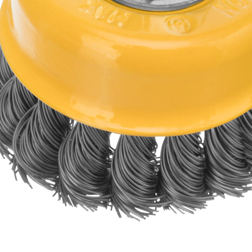 Щетка для УШМ, 75 мм, "Чашка", крученая нержавеющая проволока 0.5 мм, М14 Denzel по ценам производителя в Уфе с доставкой по всей России