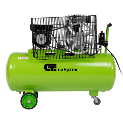 Компрессор воздушный КР-2200/100, 2.2 кВт, 350 л/мин, 100 л, ременной привод, масляный Сибртех по ценам производителя в Уфе с доставкой по всей России