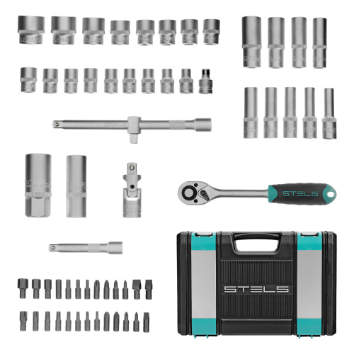 Набор инструментов, 1/2", CrV, пластиковый кейс 60 предметов Stels по ценам производителя в Уфе с доставкой по всей России