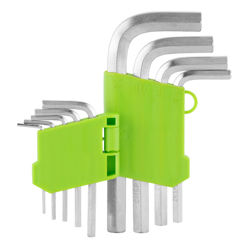 Набор ключей имбусовых HEX, 2-12 мм, 45x, закаленные, 9 шт, короткие, никель Сибртех по ценам производителя в Уфе с доставкой по всей России