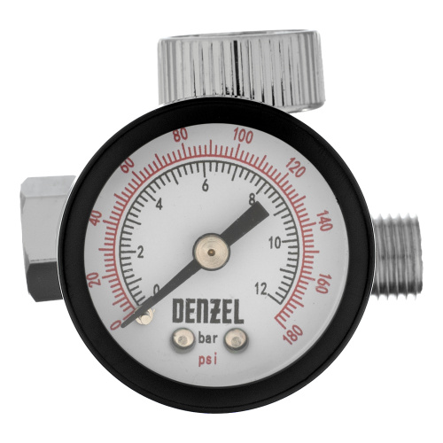 Регулятор давления с манометром для краскораспылителя K1500, 12 бар, 1/4" Denzel по ценам производителя в Уфе с доставкой по всей России