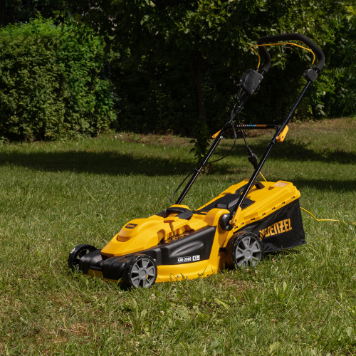 Газонокосилка электрическая GM-2000, 2000 Вт, ширина 43 см, 6 уровней, травосборник 45 л. Denzel по ценам производителя в Уфе с доставкой по всей России