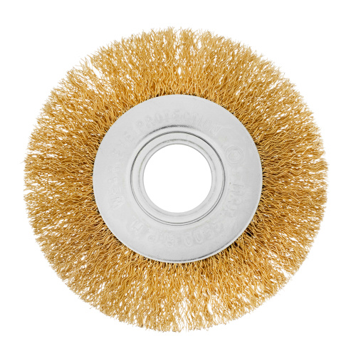 Щетка для УШМ, 100 мм, посадка 22.2 мм, плоская, латунированная витая проволока Matrix по ценам производителя в Уфе с доставкой по всей России