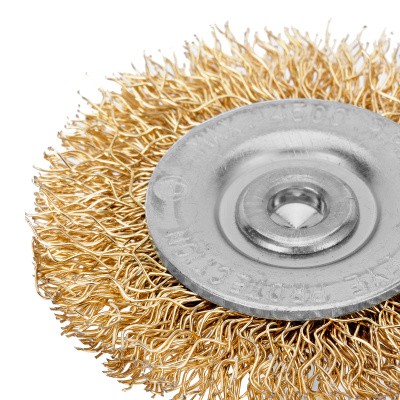 Щетка для дрели, 50 мм, плоская со шпилькой, латунированная витая проволока Matrix по ценам производителя в Уфе с доставкой по всей России