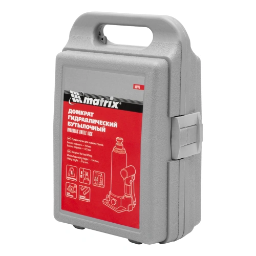 Домкрат гидравлический бутылочный, 4 т, h подъема 194-372 мм, в пластиковом кейсе Matrix по ценам производителя в Уфе с доставкой по всей России