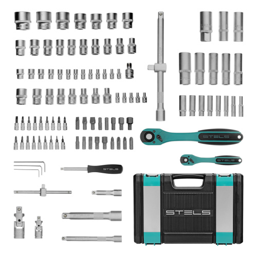 Набор инструментов 1/2", 1/4", CrV, 12 гранные головки, пластиковый кейс, 109 предмета Stels по ценам производителя в Уфе с доставкой по всей России