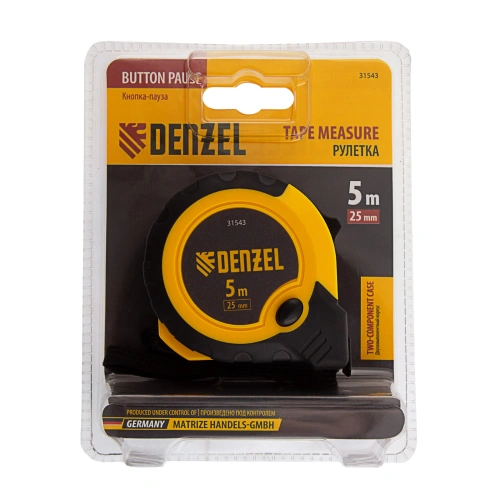 Рулетка 5м х 25мм, двухкомп. корпус, кнопка-пауза Denzel по ценам производителя в Уфе с доставкой по всей России