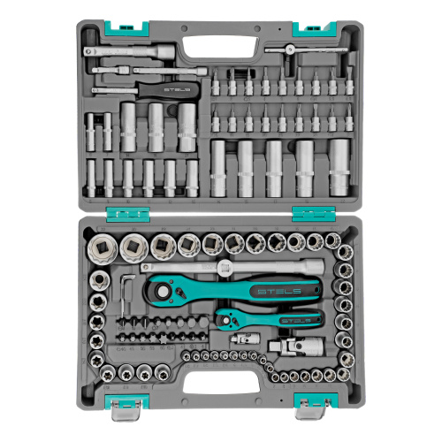 Набор инструментов 1/2", 1/4", CrV, 12 гранные головки, пластиковый кейс, 109 предмета Stels по ценам производителя в Уфе с доставкой по всей России