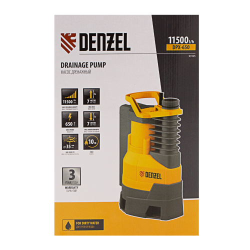Дренажный насос DPХ650, Х-Pro, 650 Вт, подъем 7 м, 11500 л/ч Denzel по ценам производителя в Уфе с доставкой по всей России