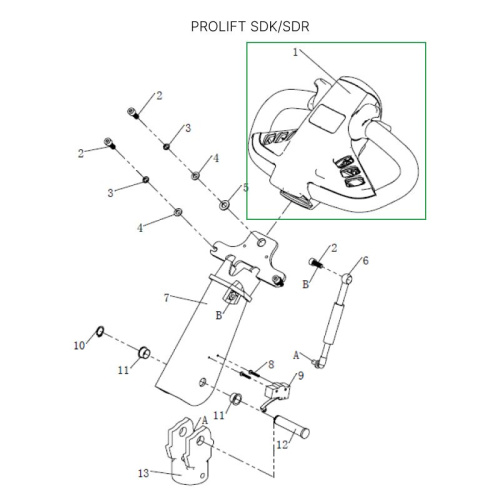 Верхняя часть ручки в сборе для штабелеров SDR 1533/1536/1545S/1645/1656/2036/2045, SDK по ценам производителя в Уфе с доставкой по всей России