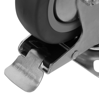 Колесо поворотное с тормозом D 100 мм, крепление  платформенное Сибртех по ценам производителя в Уфе с доставкой по всей России