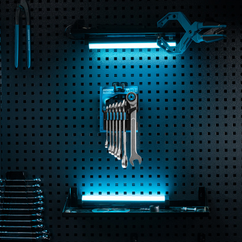 Набор ключей комбинированных трещоточных, количество зубьев 100, СRV, 7 шт, 8-19 мм Gross по ценам производителя в Уфе с доставкой по всей России