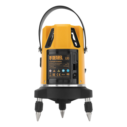 Лазерный уровень LX3, 10 м, ± 0,3 мм/1 м, 635 нм, 4 вертикальных, 1 горизонтальная плоскости, резьба 5/8" Denzel по ценам производителя в Уфе с доставкой по всей России