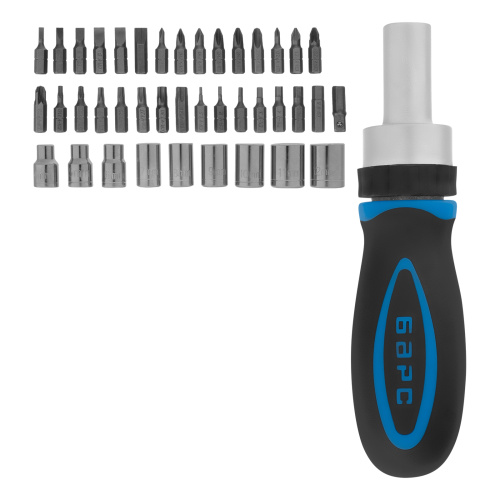 Отвертка реверсивная с набором бит и торцевыми головками, 41 шт Барс по ценам производителя в Уфе с доставкой по всей России