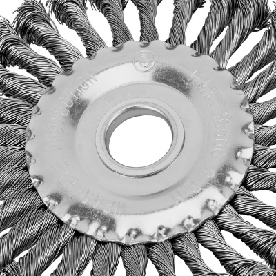 Щетка для УШМ 125 мм, посадка 22.2 мм, плоская, крученая металлическая проволока Сибртех по ценам производителя в Уфе с доставкой по всей России