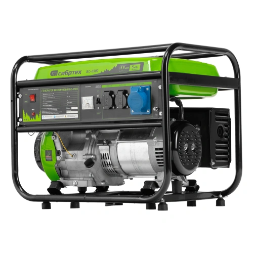 Генератор бензиновый БС-6500, 5.5 кВт, 230В, четырехтактный, 25 л, ручной стартер Сибртех по ценам производителя в Уфе с доставкой по всей России