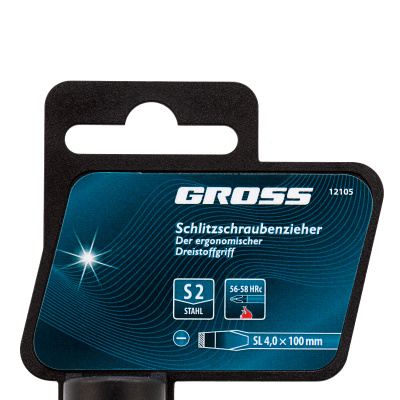 Отвертка SL4 x 100 мм, S2, трехкомпонентная рукоятка Gross по ценам производителя в Уфе с доставкой по всей России