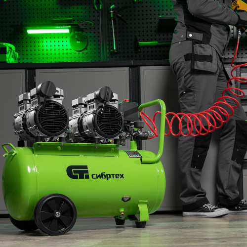 Компрессор безмаслянный малошумный МБ 2000/50, 2000 Вт, 50л, 300 л/мин Сибртех по ценам производителя в Уфе с доставкой по всей России