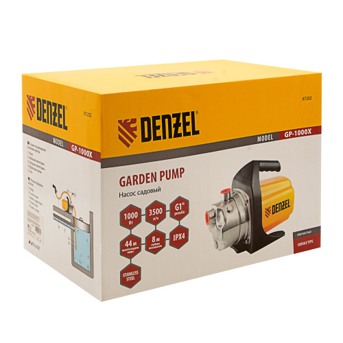 Садовый поверхностный насос GP 1000Х, 1000 Вт, 3500 л/ч, подъем 44 м, нержавейка Denzel по ценам производителя в Уфе с доставкой по всей России