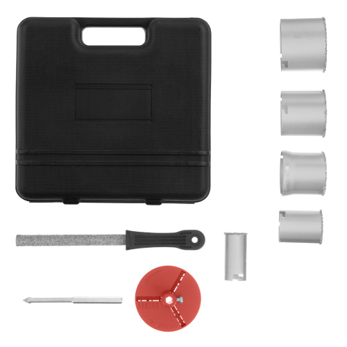 Набор коронок по керамической плитке, 33-53-67-73-83 мм, напил, в пластиковом боксе, шестигранный хвостовик Matrix по ценам производителя в Уфе с доставкой по всей России