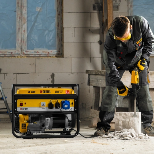 Генератор бензиновый GE 6900, 5.5 кВт, 220 В/50 Гц, 25 л, ручной старт Denzel по ценам производителя в Уфе с доставкой по всей России