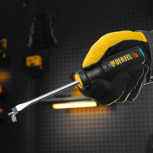 Отвертка, SL6x100 мм, S2, 3к рукоятка Denzel по ценам производителя в Уфе с доставкой по всей России