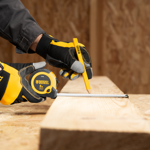 Рулетка 8м х 25мм, двухкомп. корпус, кнопка-пауза Denzel по ценам производителя в Уфе с доставкой по всей России