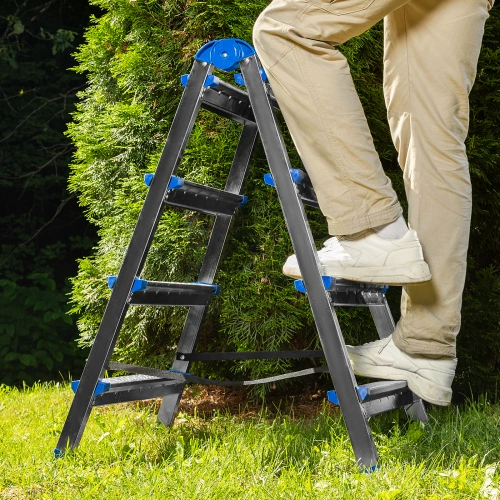 Стремянка двухсторонняя 4 ступени, сталь профиль, стальные ступени, Сибртех по ценам производителя в Уфе с доставкой по всей России