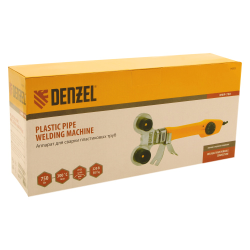 Аппарат для сварки пластиковых труб DWP-750, 750 Вт, 0-300 град, 4 насадки, 20-40 мм Denzel по ценам производителя в Уфе с доставкой по всей России