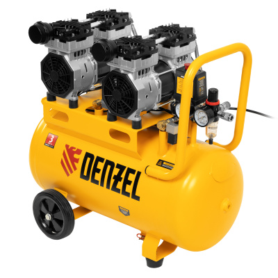 Компрессор безмасляный, малошумный DLS 1500/50, 1500 ВТ, 2x750, 50 л, 260 л/мин Denzel по ценам производителя в Уфе с доставкой по всей России